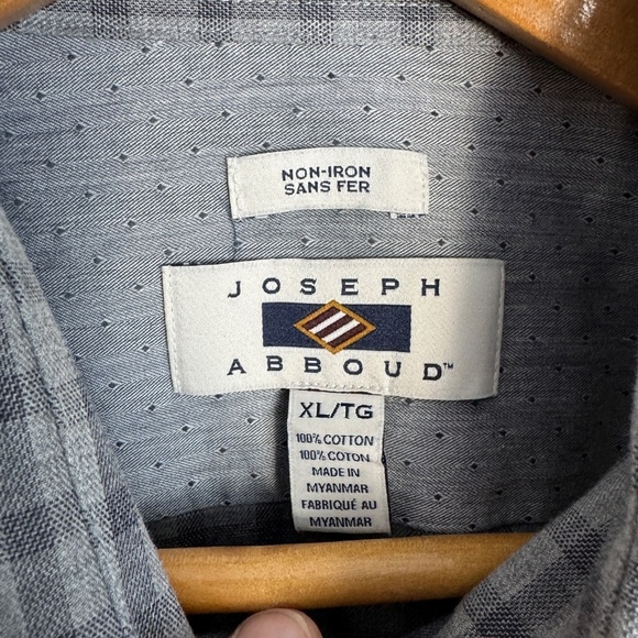 Joseph Abboud‎ Men's Long Sleeve Button Up Shirt Check Gray Size X-Large Casual - Picture 3 of 11